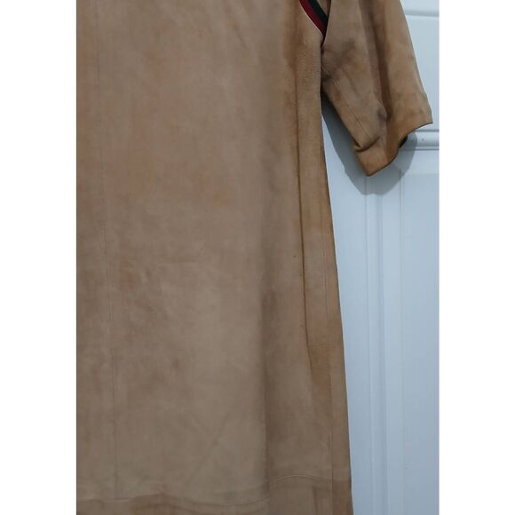 Vintage ted lapidus paris womens small suede leather dress camel Earthtone - Picture 6 of 8
